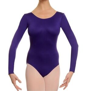 Danskin / Dancewear/ NWT/ Women's Purple Scoopneck Long Sleeve Leotard XL 14-16